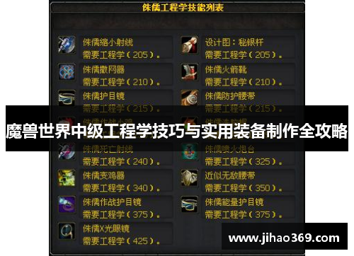 魔兽世界中级工程学技巧与实用装备制作全攻略